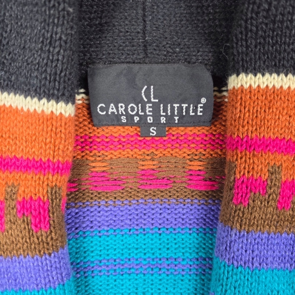 VTG- Carole Little- Womens Small Shawl collar Cardigan Southwest Aztec Sweater - Picture 9 of 11